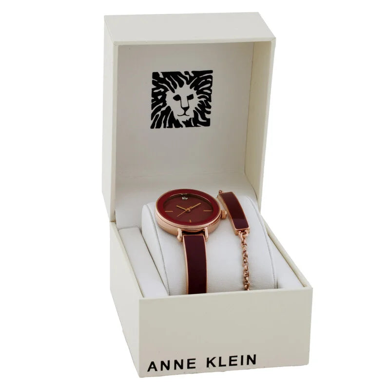 Anne Klein Classic Red Dial Stainless Steel Ladies Watch AK/3620BYST