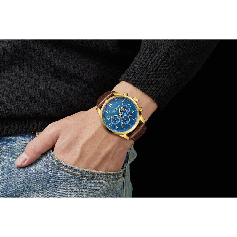 Moonphase Chronograph Chronograph Blue Dial Men's Watch AJ071