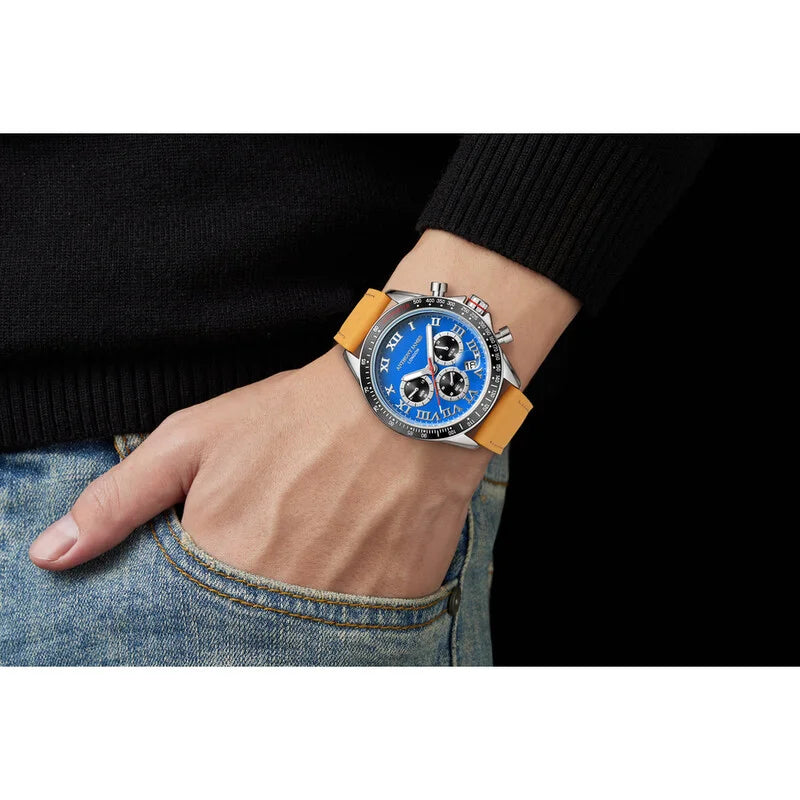 Tachymeter Turbo Blue Dial Men's Watch AJ100
