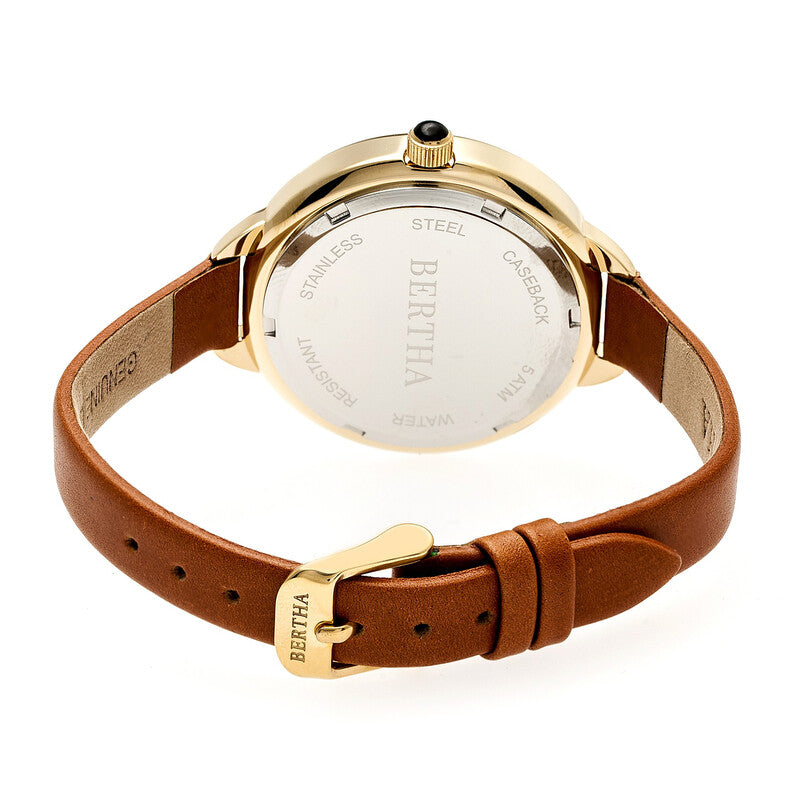 Madison Gold Dial Camel Leather Ladies Watch BR6705