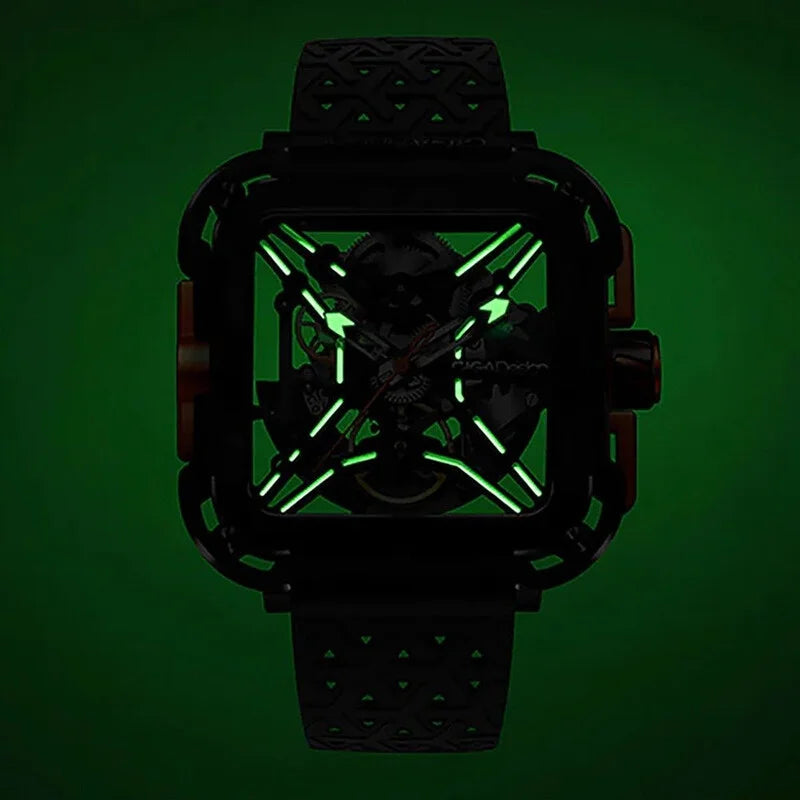 Ciga Design X Series Gorilla Automatic Skeleton Dial Men's Timepiece - X011-BLOG-W25BK (Stainless Steel Strap)