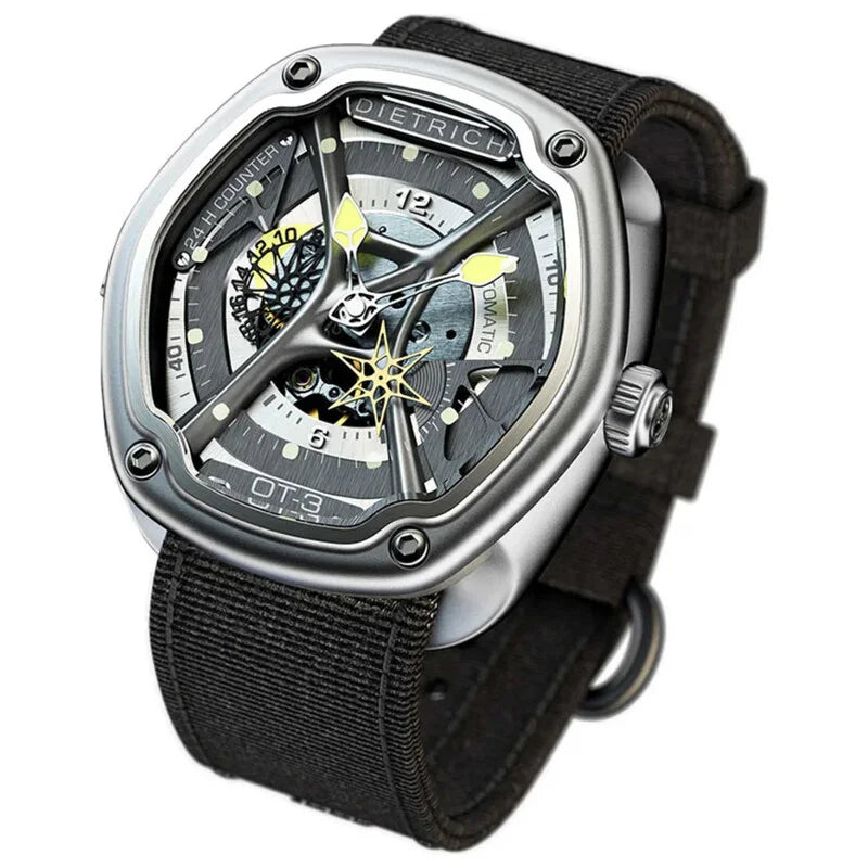 Dietrich Organic Time Automatic Silver-tone Skeleton Dial Timepiece - OT-3 (Stainless Steel Strap)
