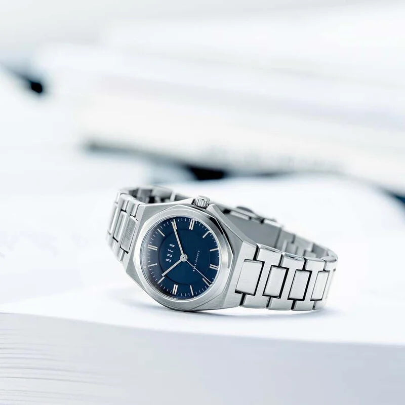 Dufa Wachsmann Quartz Blue Dial Women's Timepiece - DF-7037-33 (Stainless Steel Strap)