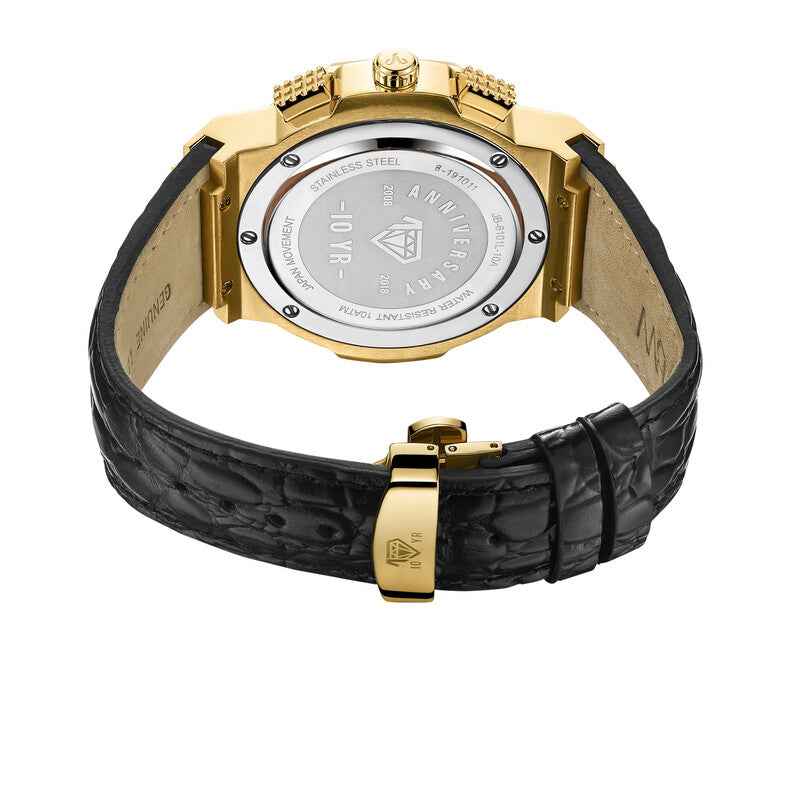 JBW 10 YR Anniversary Saxon 0.16 ctw Diamond and 18K Gold-plated Men's Watch JB-6101L-10A