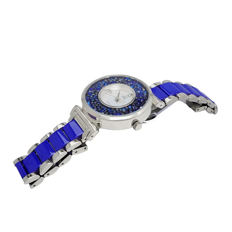 Adee Kaye Pisa Collection Blue Dial Ceramic Ladies Watch AKJ8661