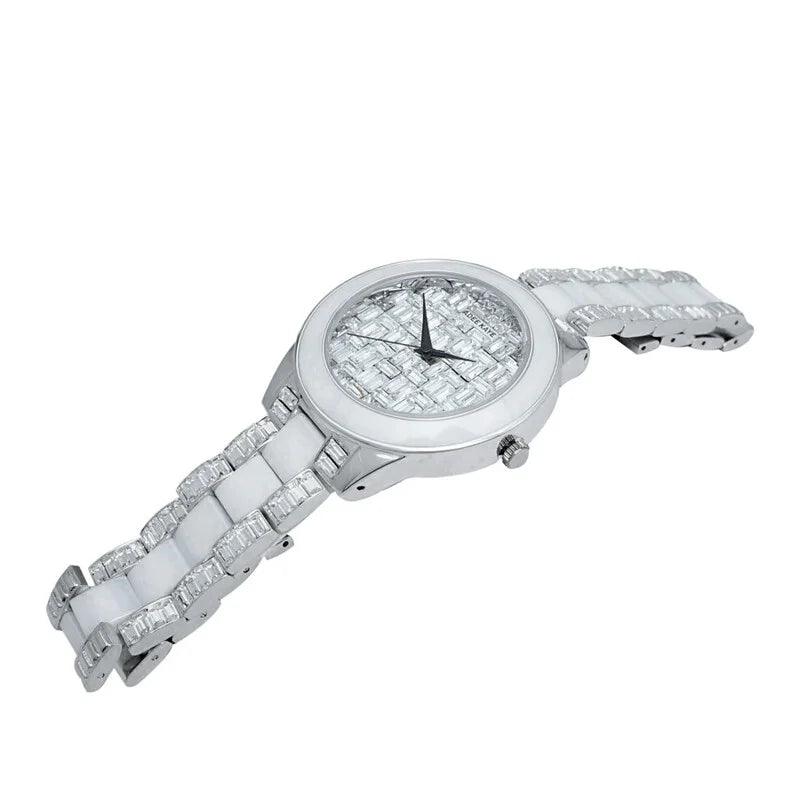 Adee Kaye Venice Collection Silver Dial White Ceramic Unisex Watch AKJ8787