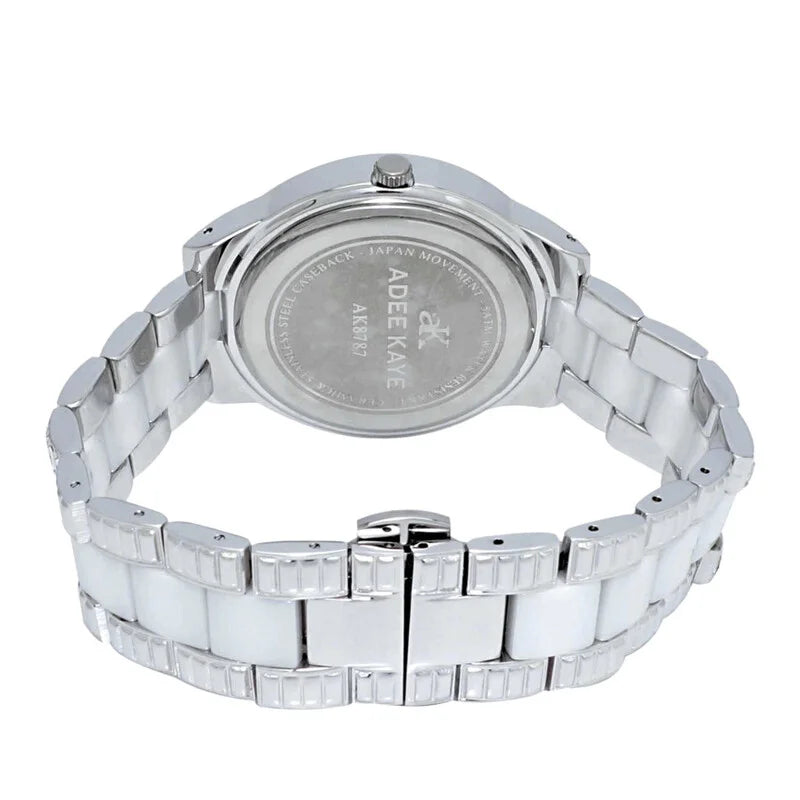 Adee Kaye Venice Collection Silver Dial White Ceramic Unisex Watch AKJ8787