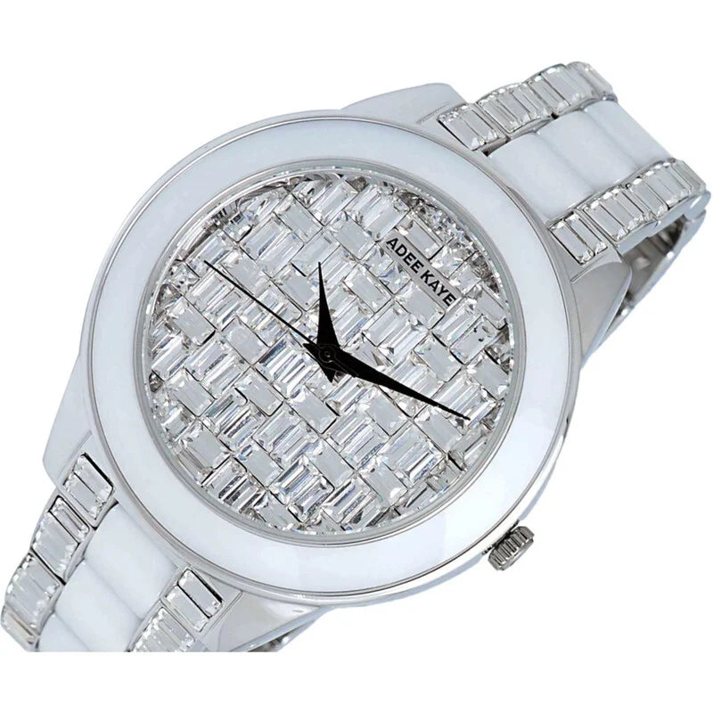 Adee Kaye Venice Collection Silver Dial White Ceramic Unisex Watch AKJ8787