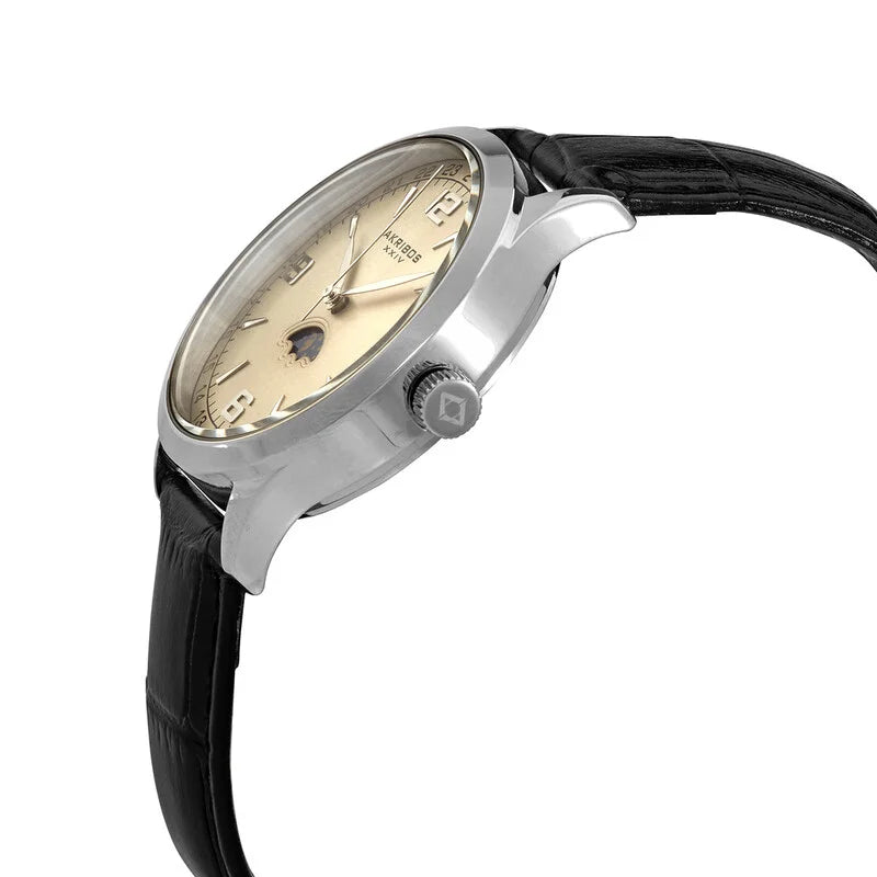 Akribos Champagne Dial Black Leather Men's Watch AK637SSW