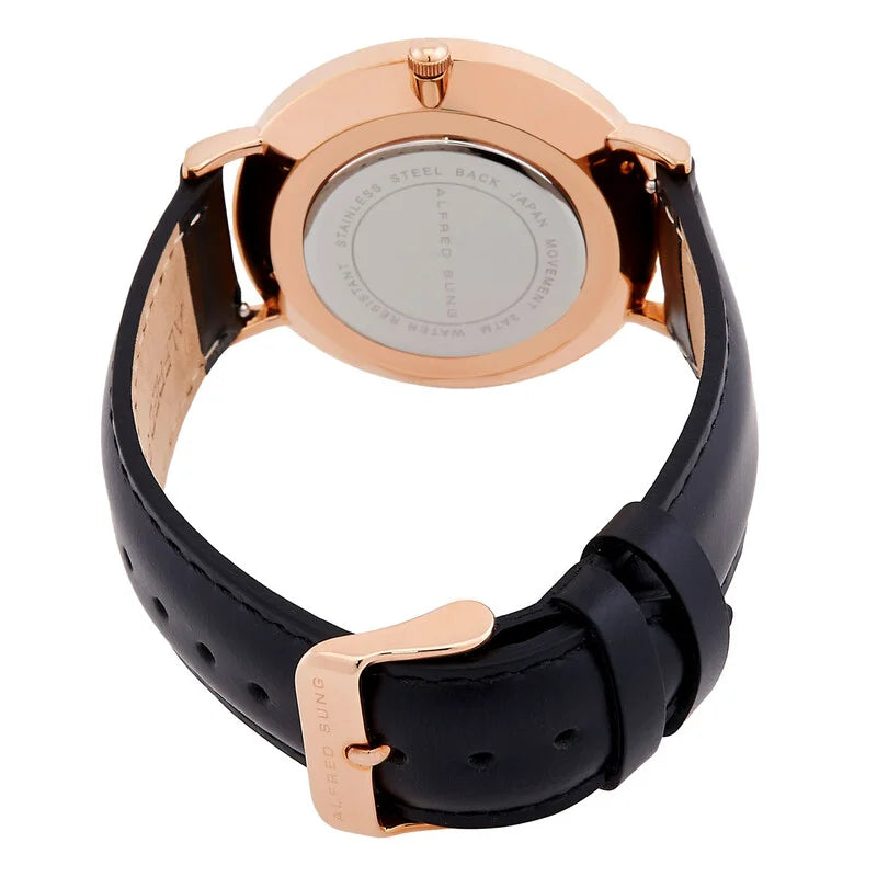 Alfred Sung Ultra Slim Quartz Black Dial Men's Watch AS7100RL-1A