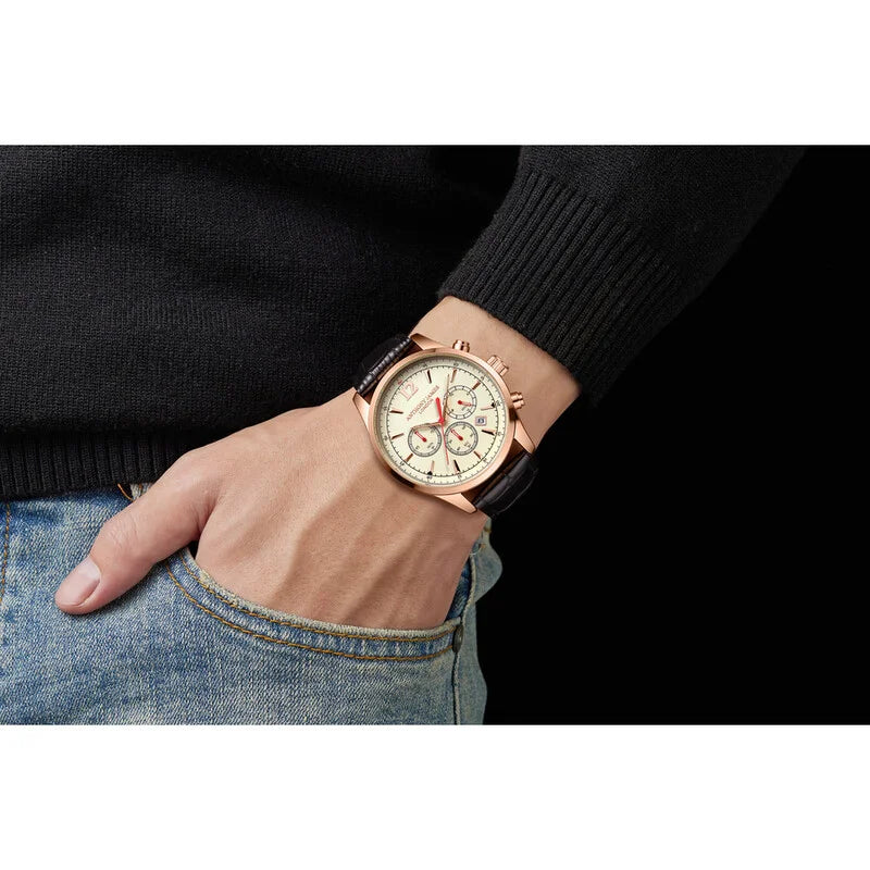 Classic Chronograph White Dial Men's Watch AJ082