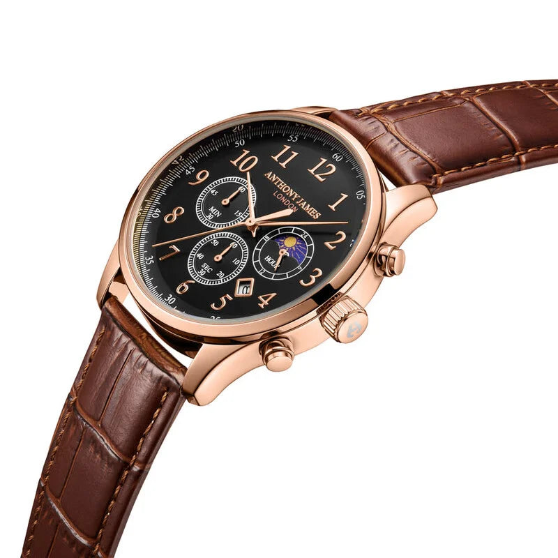 Moonphase Chronograph Black Dial Men's Watch AJ073