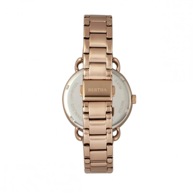 Bertha Gwen Black Dial Rose Gold-Tone Ladies Watch BR8303