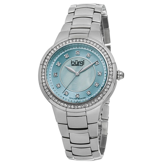 Burgi Blue Mother of Pearl Diamond Quartz Blue Dial Women's Timepiece - BUR093BU