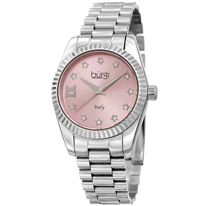 Burgi Designer Quartz Pink Star-Dial Ladies Timepiece - BUR194SSPK