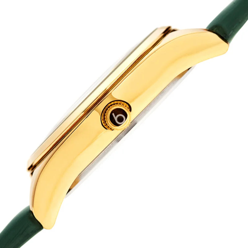Burgi Diamond Accented Flower Quartz Green Dial Ladies Timepiece - BUR189GN