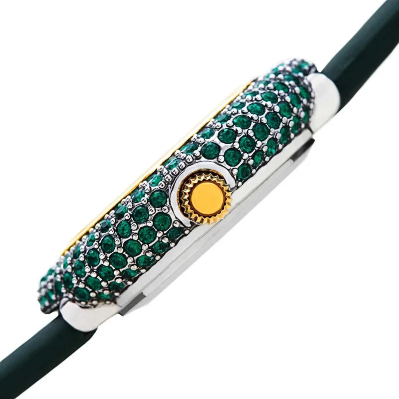 Burgi Diamond Quartz Green Dial Ladies Timepiece - BUR227YGN