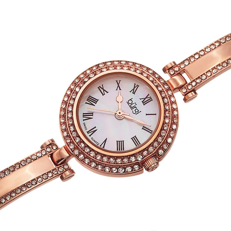Burgi Quartz Gold Dial Women's Timepiece - BUR108RG