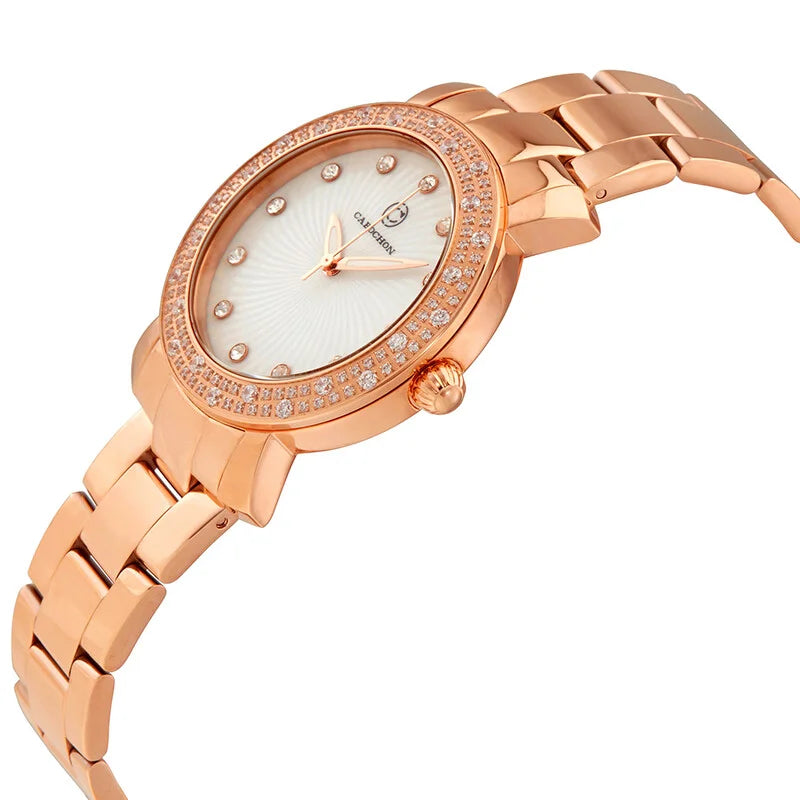 Cabochon Carmel Quartz White Dial Rose Gold-Tone Women's Watch - CABOCHON-16604-RG-22