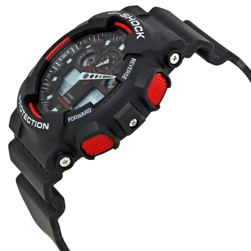 Casio G-Shock Black Resin Strap Quartz Black Dial Men's Timepiece - GA100-1A4