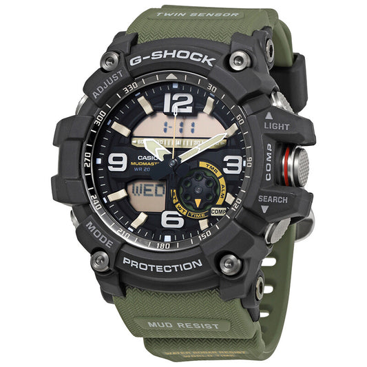 Casio Master of G Analog-Digital Green Rubber Men's Timepiece - GG1000-1A3 (Stainless Steel Strap)