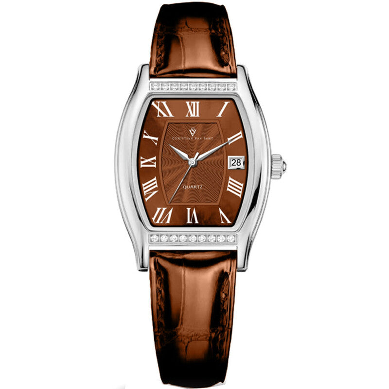 Christian Van Sant Gemma Quartz Brown Dial Ladies Timepiece - CV2444 (Stainless Steel Strap)