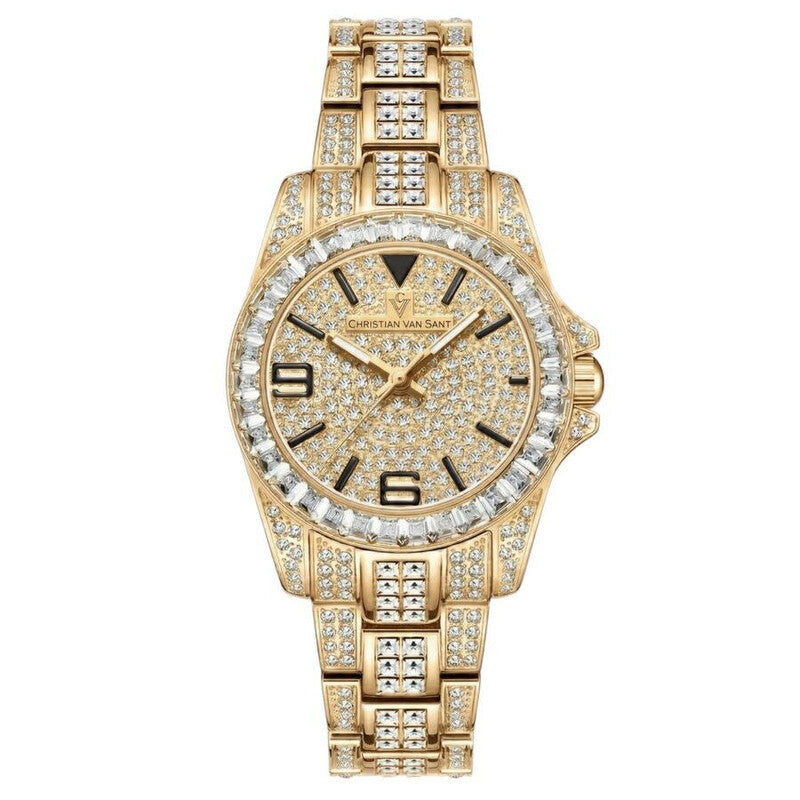 Christian Van Sant Majestic Quartz Gold-tone Dial Ladies Timepiece - CV9212 (Stainless Steel Strap)