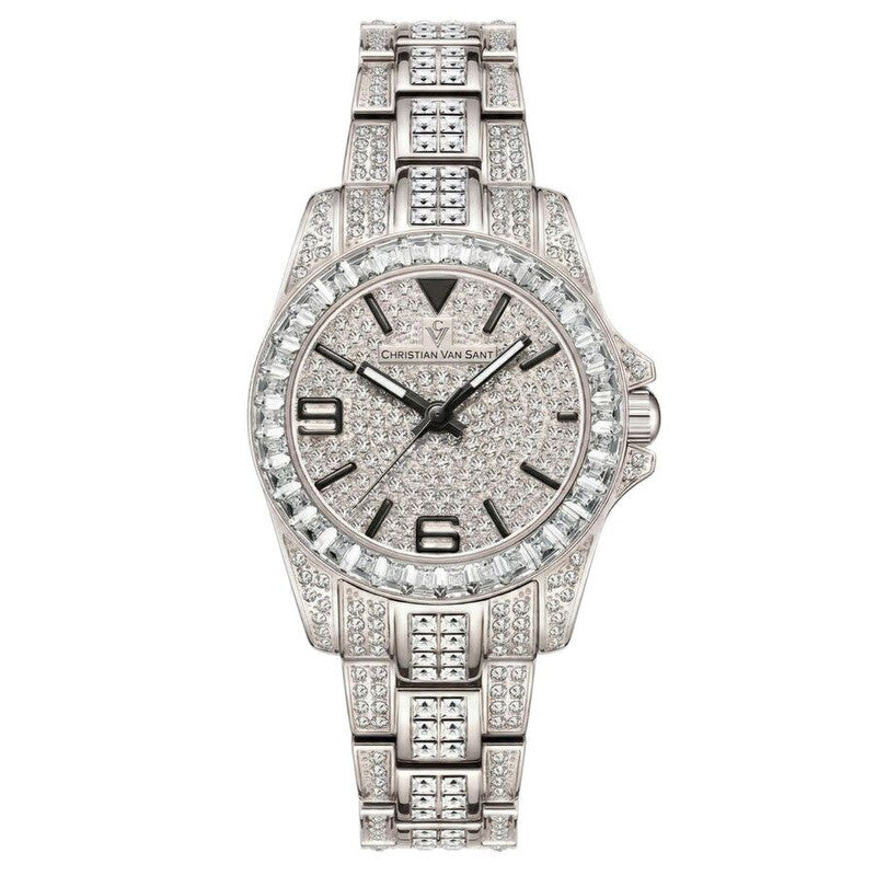 Christian Van Sant Majestic Quartz Silver Dial Ladies Timepiece - CV9210 (Stainless Steel Strap)