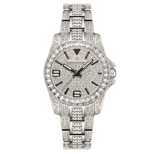 Christian Van Sant Majestic Quartz Silver Dial Ladies Timepiece - CV9210 (Stainless Steel Strap)