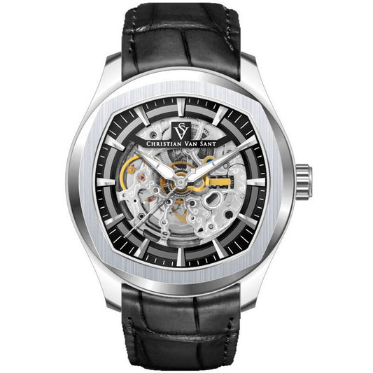Christian Van Sant Romeo Automatic Black Dial Men's Timepiece - CV9500 (Stainless Steel Strap)