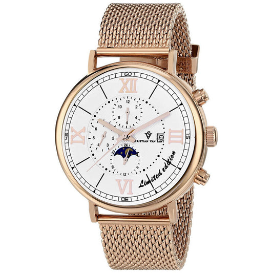 Christian Van Sant Somptueuse LTD Automatic White Dial Rose Gold-Tone Timepiece - CV1153 (Stainless Steel Strap)