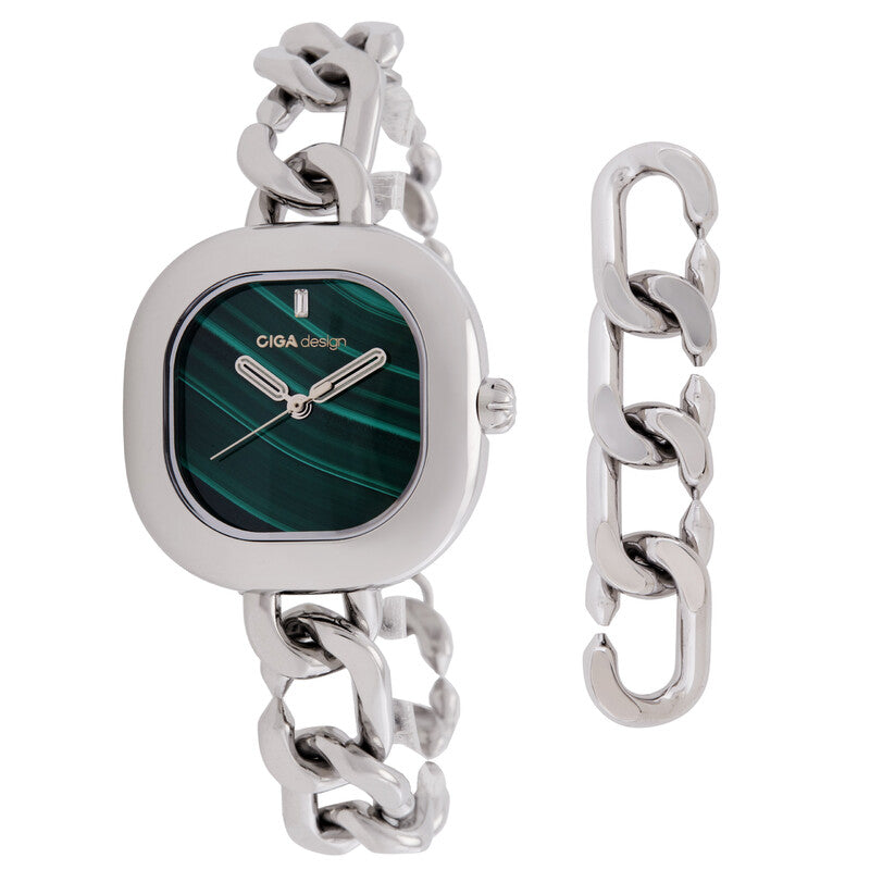 Ciga Design Aglaia Quartz Green Dial Ladies Timepiece - D026-SIGN-3SS (Stainless Steel Strap)