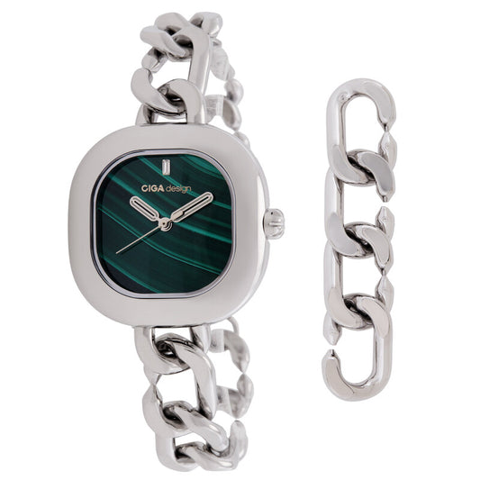Ciga Design Aglaia Quartz Green Dial Ladies Timepiece - D026-SIGN-3SS (Stainless Steel Strap)