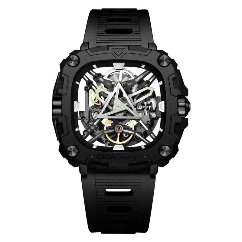 Ciga Design X Series Automatic Transparent Dial Men's Timepiece - X051-BB01-W5B (Stainless Steel Strap)