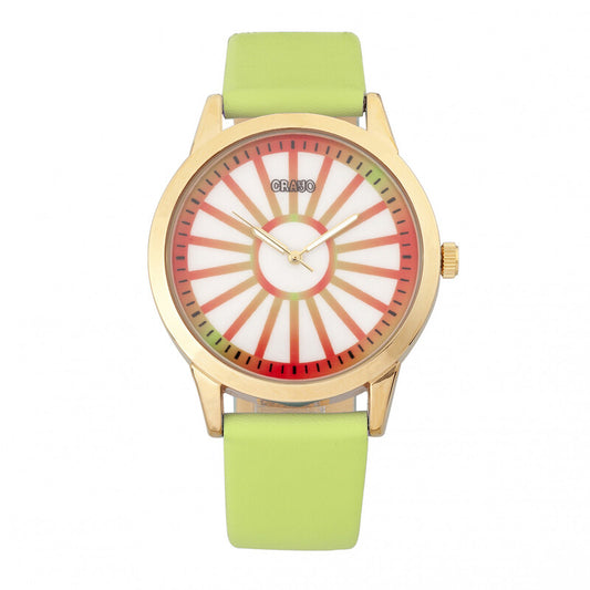 Crayo Electric Quartz Multicolor Dial Leather Strap Timepiece - CRACR5003 (Stainless Steel Strap)