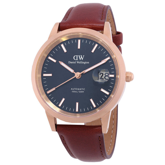 Daniel Wellington Iconic St Mawes Automatic Blue Dial Leather Timepiece - DW00100758 - LUXU-01