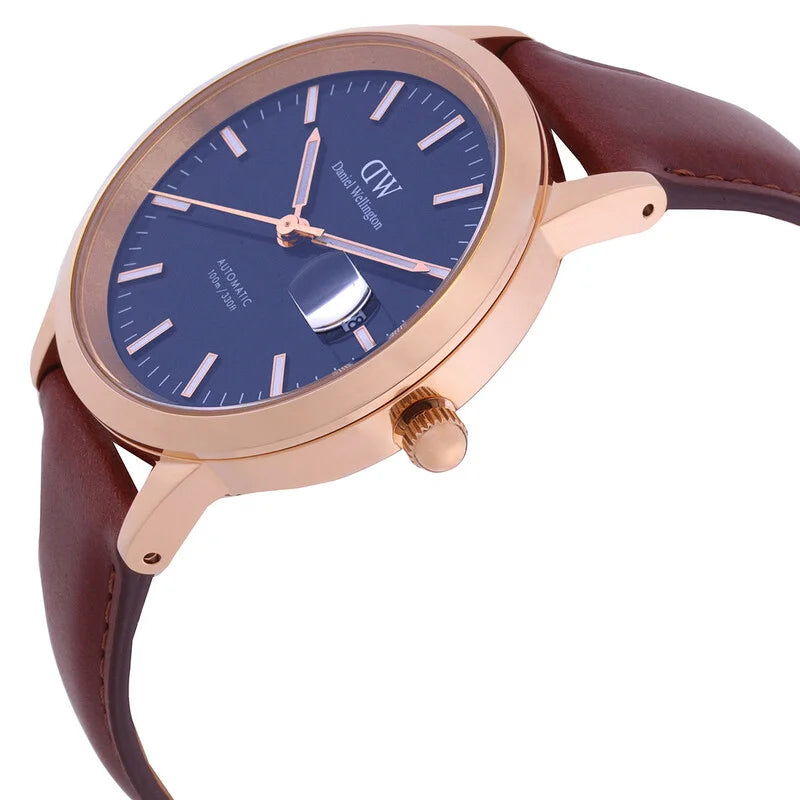 Daniel Wellington Iconic St Mawes Automatic Blue Dial Leather Timepiece - DW00100758