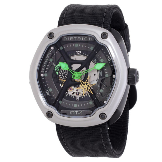Dietrich Organic Time Automatic Black Skeleton Dial Timepiece - OT-1 (Stainless Steel Strap)