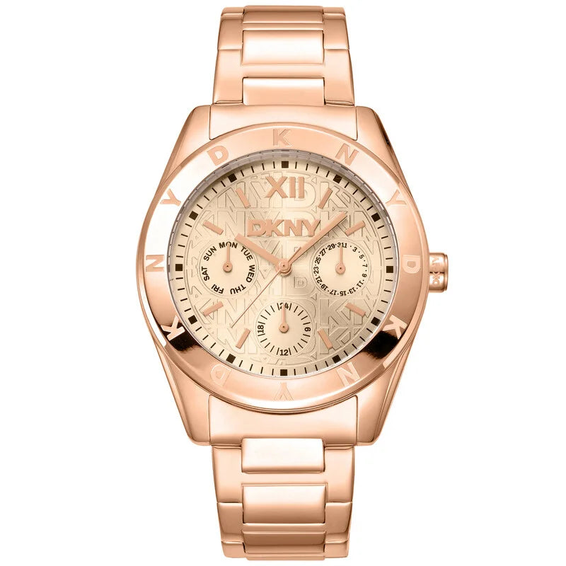 DKNY Fashion Quartz Rose Gold-Tone Dial Ladies Timepiece - DK1L015M0045 (Stainless Steel Strap)