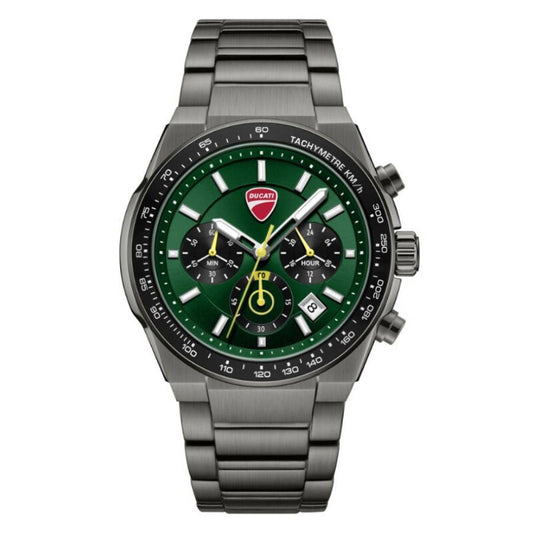 Ducati Supermotos Quartz Green Dial Chronograph Timepiece - DTWGI0003202 (Stainless Steel Strap)