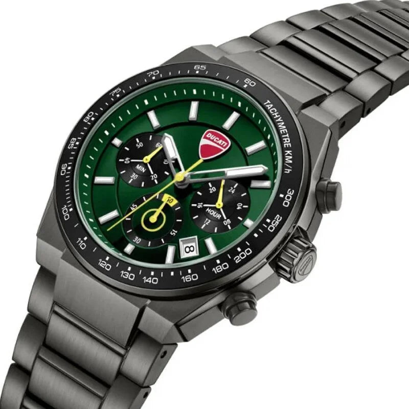 Ducati Supermotos Quartz Green Dial Chronograph Timepiece - DTWGI0003202 (Stainless Steel Strap)