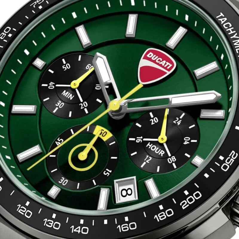 Ducati Supermotos Quartz Green Dial Chronograph Timepiece - DTWGI0003202 (Stainless Steel Strap)