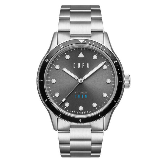 Dufa Tauchen Quartz Grey Dial Men's Timepiece - DF-9035-33 (Stainless Steel Strap)