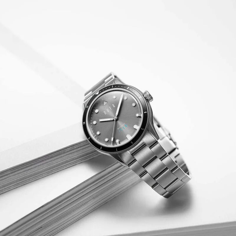 Dufa Tauchen Quartz Grey Dial Men's Timepiece - DF-9035-33 (Stainless Steel Strap)