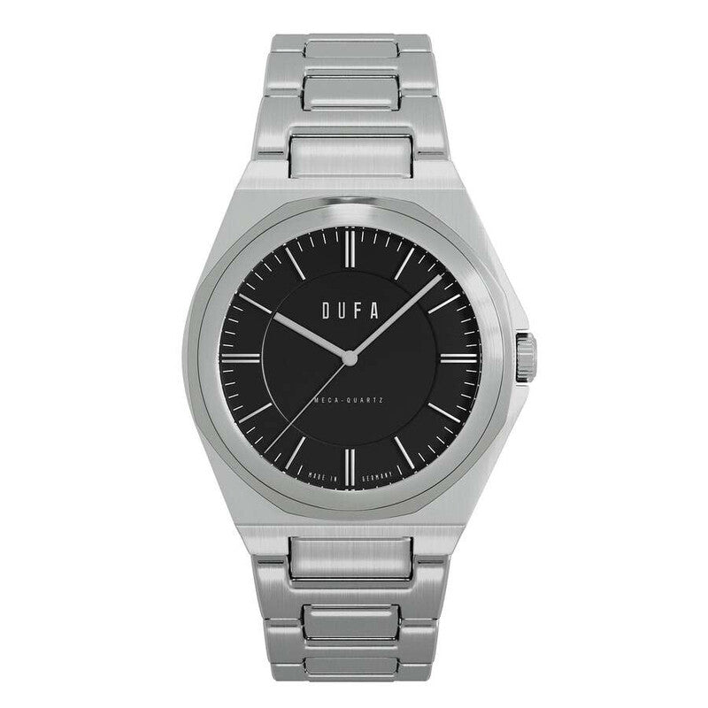 Dufa Wachsmann Quartz Black Dial Ladies Timepiece - DF-7037-22 (Stainless Steel Strap)