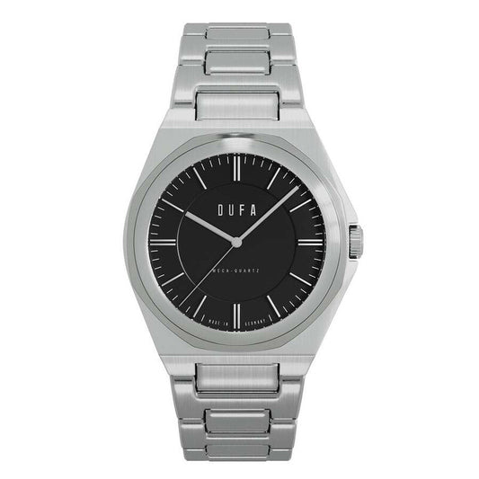Dufa Wachsmann Quartz Black Dial Ladies Timepiece - DF-7037-22 (Stainless Steel Strap)