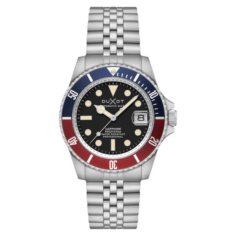 Duxot Atlantica Diver Automatic Black Dial Men's Timepiece - DX-2057-11 (Stainless Steel Strap)