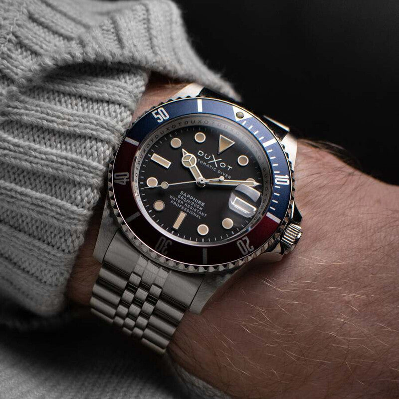 Duxot Atlantica Diver Automatic Black Dial Men's Timepiece - DX-2057-11 (Stainless Steel Strap)