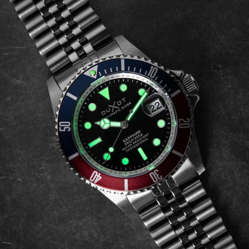 Duxot Atlantica Diver Automatic Black Dial Men's Timepiece - DX-2057-11 (Stainless Steel Strap)