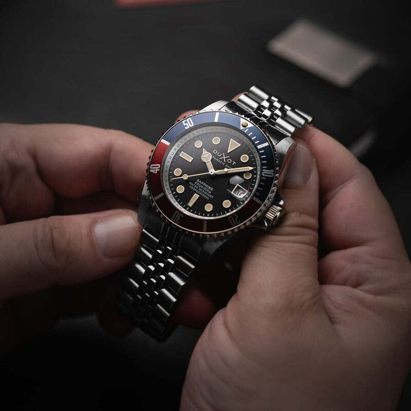 Duxot Atlantica Diver Automatic Black Dial Men's Timepiece - DX-2057-11 (Stainless Steel Strap)